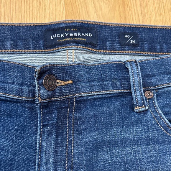 Lucky Brand size 40X34 40 410 athletic slim Men's Dark Blue Straight Jeans - Picture 4 of 12